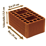 Çetin Tuğla - Büyük Yığma Tuğla - 290 x 190 x 135 mm Ebatlarında Düşey Delikli Tuğla