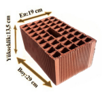 Çetin Tuğla - Petek Yığma Tuğla - 290 x 190 x 135 mm Ebatlarında Düşey Delikli Tuğla