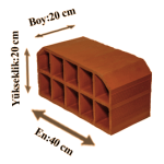 Çetin Tuğla - 20'lik Asmolen Tuğla - 200 x 200 x 400 mm Ebatlarında Asmolen Dolgu Tuğlası