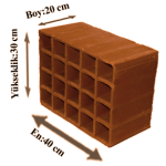 Çetin Tuğla - 30'luk Asmolen Tuğla - 300 x 200 x 400 mm Ebatlarında Asmolen Dolgu Tuğlası