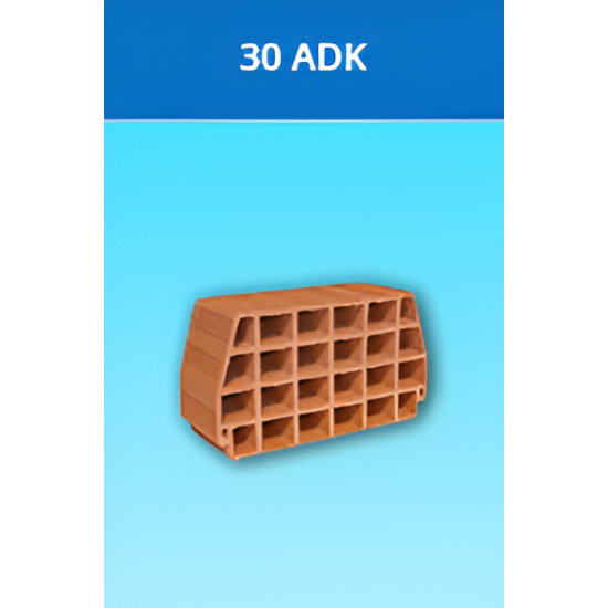 Kudret Tuğla - 30 ADK Taşıyıcı Asmolen Kulaklı Döşeme Dolgu Tuğlası - 200 x 530 x 300 mm Ebatlarında