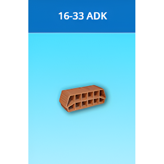Kudret Tuğla - 16 x 33'lük ADK Taşıyıcı Asmolen Kulaklı Döşeme Dolgu Tuğlası - 200 x 330 x 160 mm Ebatlarında