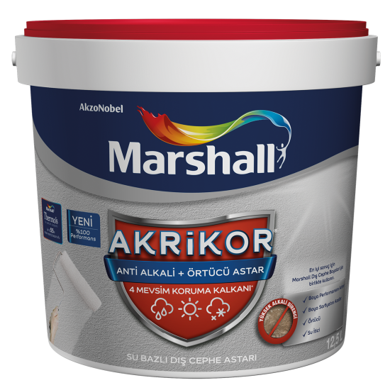 Marshall Boya - Akrikor Anti Alkali + Örtücü Astar - Su Bazlı Dış Cephe Astarı