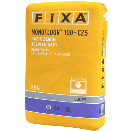 Fixa Yapı Kimyasalları - Monofloor 100 C25 - Hazır Zemin Tesviye Şapı (2 - 10 Mm)