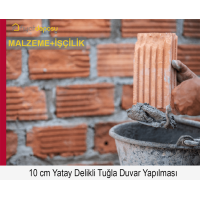 100 mm Kalınlığında Yatay Delikli Tuğlalarla Duvar Örülmesi Malzeme Dahil Yapılması Fiyatı