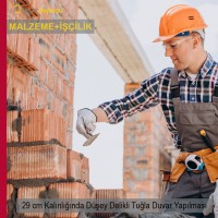 290 mm Kalınlığında AB Sınıfı Düşey Delikli Tuğlalarla Duvar Örülmesi Malzeme Dahil Yapılması Fiyatı