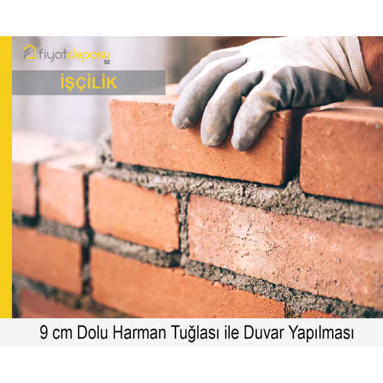 90 mm Kalınlığında Dolu Harman Tuğlası (190 x 90 x 50 mm) ile Duvar Yapılması (Malzeme Hariç İşçilik Fiyatı)