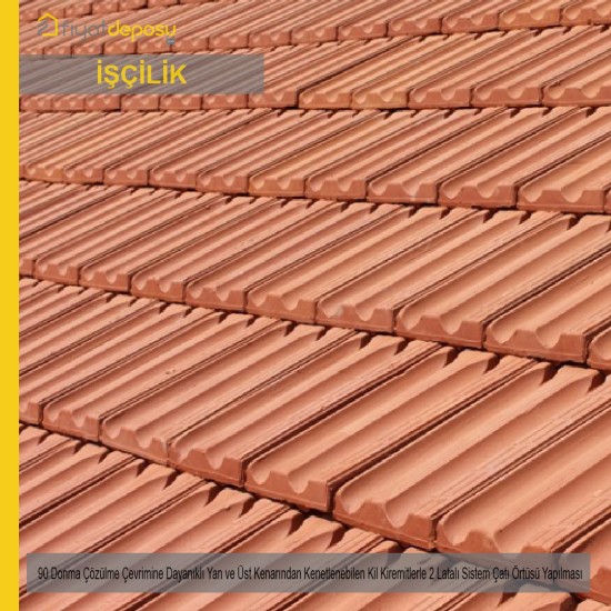 90 Donma Çözülme Çevrimine Dayanıklı Yan ve Üst Kenarından Kenetlenebilen Kil Kiremitlerle 2 Latalı Sistem Çatı Örtüsü Malzemesi Hariç İşçilik Yapılması