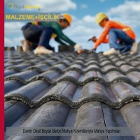 Demir Oksit Boyalı Beton Mahya Kiremitleriyle Mahya Malzeme Dahil Yapılması