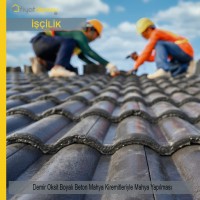 Demir Oksit Boyalı Beton Mahya Kiremitleriyle Mahya Malzemesi Hariç İşçilik Yapılması