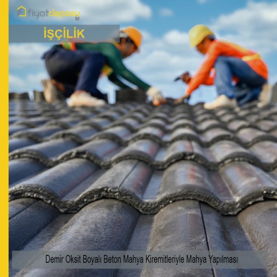 Demir Oksit Boyalı Beton Mahya Kiremitleriyle Mahya Malzemesi Hariç İşçilik Yapılması