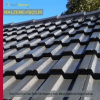 Demir Oksit Boyalı Üzeri Renkli Sırla Kaplanmış Beton Mahya Kiremitleriyle Mahya Malzeme Dahil Yapılması