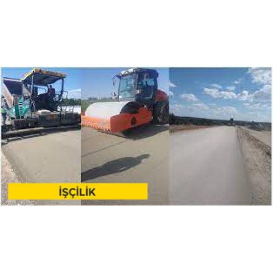 Silindir ile Sıkıştırılmış Beton Yollar için hazırlanan beton harcının temini, finişer ile serilmesi, silindirler ile sıkıştırılması (Malzeme Hariç) (İşçilik)