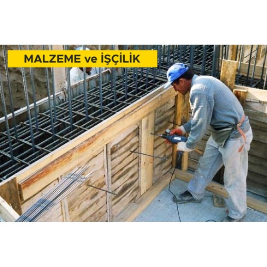 Ahşaptan düz yüzeyli beton ve betonarme kalıbı yapılması (Malzeme Dahil)