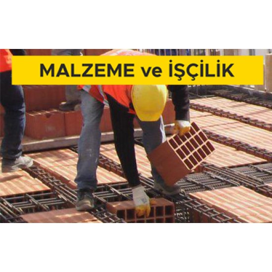 275 mm yüksekliğinde asmolen dolgu tuğlası (275 x 200 x 400 mm) ile asmolen döşeme yapılması (Malzeme Dahil)