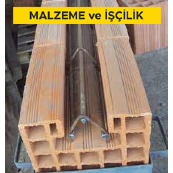 23,5 cm - 25 cm kalınlıklar arasında teçhizatlı tuğla lentonun temini ve yerine konulması (Malzeme Dahil)