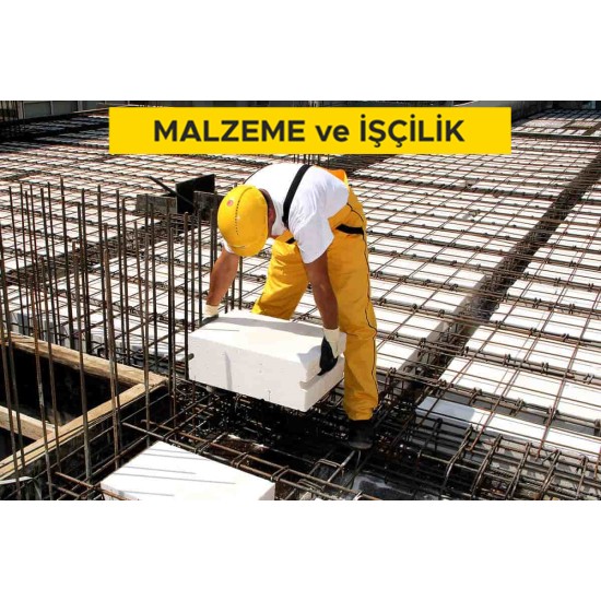 30 cm yüksekliğindeki gazbeton asmolen blokları ile asmolen döşeme yapılması (2,50 N/mm² ve 400 kg/m³) (Malzeme Dahil)