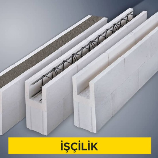 20 cm kalınlığındaki teçhizatlı gazbeton lento temini ve yerine konulması (5,00 N/mm² ve 600 kg/m³) (Malzeme Hariç) (İşçilik)