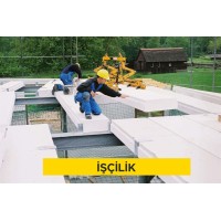 17,5 cm kalınlığındaki teçhizatlı gazbeton döşeme elemanları ile vinç kullanılarak taşıyıcı döşeme yapılması (5,00 N/mm² ve 600 kg/m³) (Malzeme Hariç) (İşçilik)