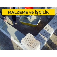 10 cm kalınlığındaki taşıyıcı bimsbeton duvar blokları ile duvar yapılması (bimsbeton tutkalı ile) (min. 5 N/mm² ve min. 900 kg/m³) (Malzeme Dahil) 10 cm kalınlığındaki taşıyıcı bimsbeton duvar blokları ile duvar yapılması (bimsbeton tutkalı ile) (min. 5 N/mm² ve min. 900 kg/m³) (Malzeme Dahil)