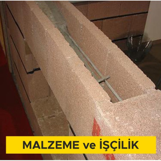 10 cm kalınlığındaki teçhizatlı bimsbeton lento temini ve yerine konulması (Malzeme Dahil)