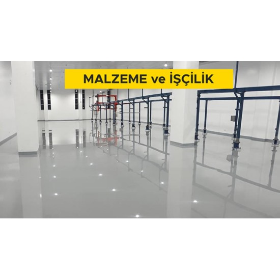 2,5 mm kalınlıkta, self leveling Poliüretan esaslı, zemin kaplaması yapılması (ESD yüzey (statik elektriği yüzeyde tutmayıp, toprağa ileten yüzey) istenen zeminlere) (Malzeme Dahil)