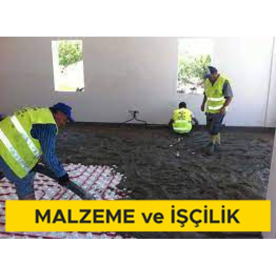 Makina ile ortalama 2,5 cm kalınlıkta alçı esaslı şap yapılması (Malzeme Dahil)