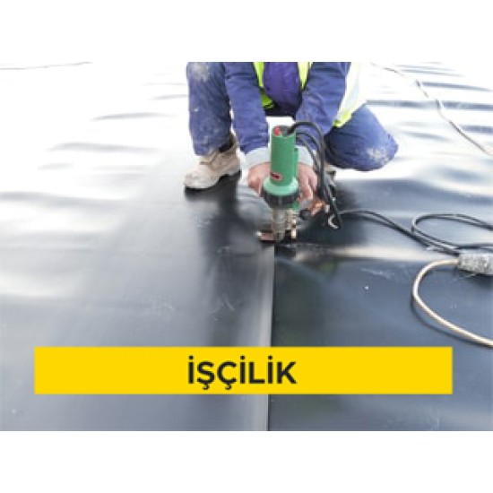 1,5 mm kalınlıkta, EPDM esaslı, (düz tip yada sinyal tabakalı) jeomembran ile su yalıtımı yapılması (Malzeme Hariç) (İşçilik)