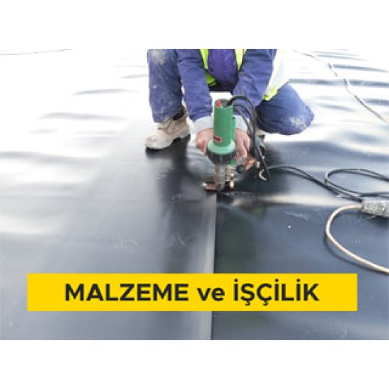 2 mm kalınlıkta, EPDM esaslı, (düz tip yada sinyal tabakalı) jeomembran ile su yalıtımı yapılması (Malzeme Dahil)