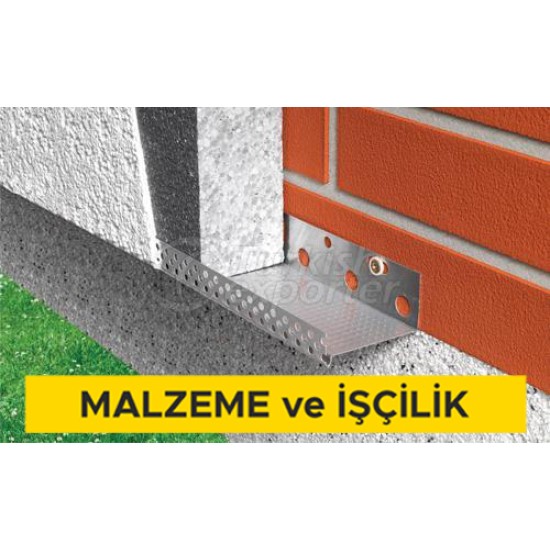 3 cm ile 5 cm arası mantolama kalınlıkları için alüminyum su basman profilinin temini ve yerine tespit edilmesi (Malzeme Dahil)