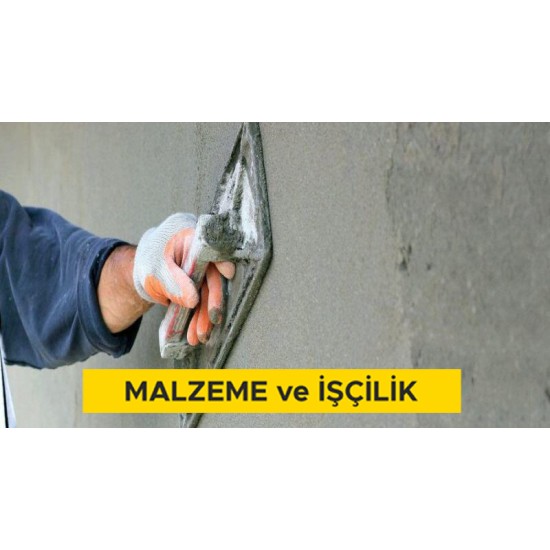 200/250 kg kireç/çimento karışımı kaba ve ince harçla sıva yapılması (iç cephe sıvası) (Malzeme Dahil)