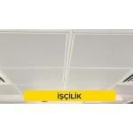 30X30cm ebadında 0,50mm kalınlığında minimum 20 mikron elektrostatik toz boyalı (polyester esaslı) arka yüzü akustik kumaş kaplı delikli alüminyum plakadan (EN AW 3000 serisi) sarkmalı sistem asma tavan yapılması (Malzeme Hariç) (İşçilik)