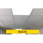 60 x 60 cm ebatlarında sert PVC den yapılmış her renk ve desende asma tavan karoları ile asma tavan yapılması (Malzeme Hariç) (İşçilik) 60 x 60 cm ebatlarında sert PVC den yapılmış her renk ve desende asma tavan karoları ile asma tavan yapılması (Malzeme Hariç) (İşçilik)