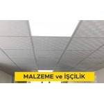 60 x 60 cm ebatlarında sert PVC den yapılmış her renk ve desende asma tavan karoları ile asma tavan yapılması (Malzeme Dahil) 60 x 60 cm ebatlarında sert PVC den yapılmış her renk ve desende asma tavan karoları ile asma tavan yapılması (Malzeme Dahil)