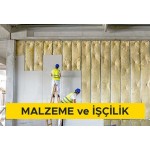 Alçı levhalar ile tek iskeletli bölme duvar yapılması (Duvar C 50 profil - 40 cm aks aralığı) (her iki yüzünde tek kat 12,5 mm su emme oranı azaltılmış alçı levha ile) (Malzeme Dahil)