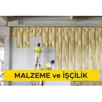 Alçı levhalar ile çift iskeletli bölme duvar yapılması (Duvar C 50 profil - 60 cm aks aralığı) (her iki yüzünde iki kat 12,5 mm su emme oranı azaltılmış, yangına dayanımı artırılmış alçı levha ile) (Malzeme Dahil) Alçı levhalar ile çift iskeletli bölme duvar yapılması (Duvar C 50 profil - 60 cm aks aralığı) (her iki yüzünde iki kat 12,5 mm su emme oranı azaltılmış, yangına dayanımı artırılmış alçı levha ile) (Malzeme Dahil)