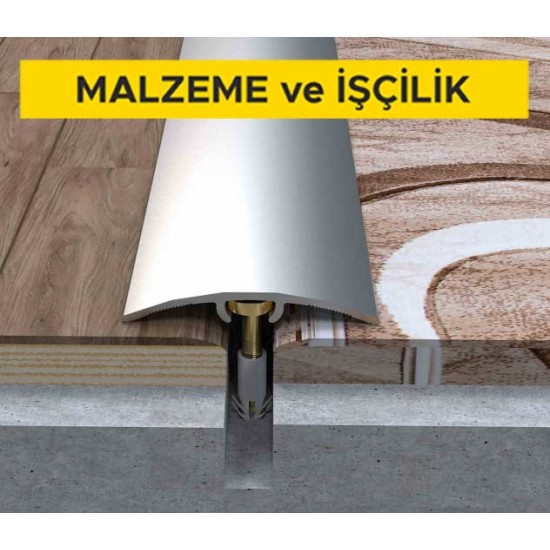 Alüminyum esaslı geçiş profili (4 cm genişliğinde) temini ve yerine monte edilmesi (Malzeme Dahil)