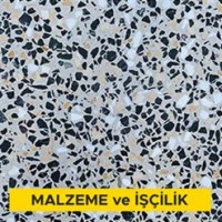 Mermer agregalı betondan yapılmış hazır, teçhizatlı, düz levha ile denizlik, parapet veya harpuşta yapılması (her türlü yüzey işlemli) (Malzeme Dahil)