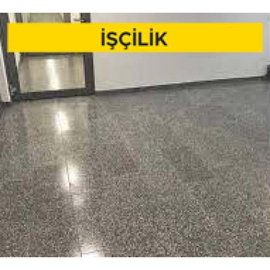 Granit agregalı terrazo karo ile iç mekan döşeme kaplaması yapılması (Kırılma Yükü Şartları (Sınıf 3) 1100 < Yüzey alanı < 1800 cm² ebatlarda ve kırılma dayanımı > 3 kN, honlu veya cilalı) (Malzeme Hariç) (İşçilik)