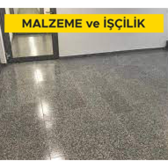 Granit agregalı terrazo karo ile iç mekan döşeme kaplaması yapılması (Kırılma Yükü Şartları (Sınıf 3) 1100 < Yüzey alanı < 1800 cm² ebatlarda ve kırılma dayanımı > 3 kN, honlu veya cilalı) (Malzeme Dahil)