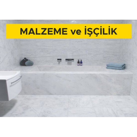 3 cm kalınlığında beyaz mermer levha ile döşeme kaplaması yapılması (3cmx30-40-50cmxserbest boy) (honlu veya cilalı) (Malzeme Dahil)