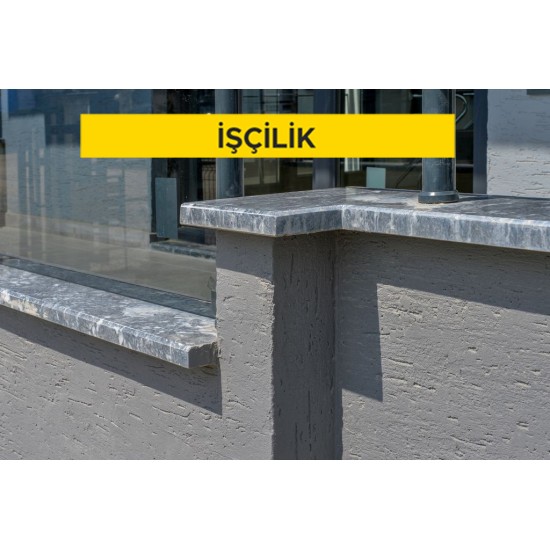 3 cm kalınlığında renkli mermer levha ile parapet yapılması (3cmx30-40- 50cmxserbest boy) (honlu ve cilalı hariç her türlü yüzey işlemli) (Malzeme Hariç) (İşçilik)