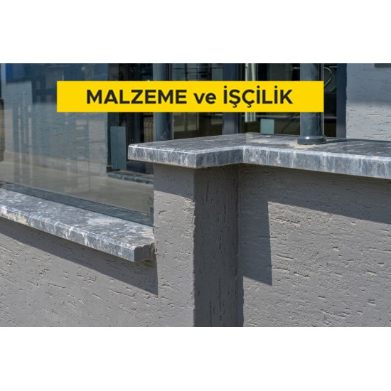 3 cm kalınlığında renkli mermer levha ile parapet yapılması (3cmx30-40-50cmxserbest boy) (honlu veya cilalı) (Malzeme Dahil)