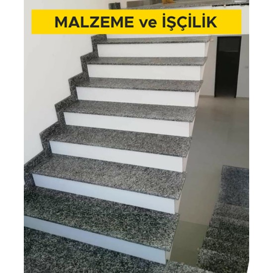 Bulancak füme granit ile merdiven basamağı kaplaması yapılması (Malzeme Dahil)