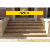 3 cm kalınlığında koyu renkli traverten levha ile harpuşta yapılması (3cmx30-40- 50cmxserbest boy) (honlu veya cilalı) (Malzeme Hariç) (İşçilik)