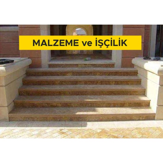 3 cm kalınlığında koyu renkli traverten levha ile harpuşta yapılması (3cmx30-40- 50cmxserbest boy) (honlu veya cilalı) (Malzeme Dahil)