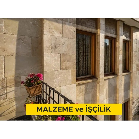 2 cm kalınlığında açık renkli traverten levha ile söve yapılması (2cmx30-40- 50cmxserbest boy) (honlu veya cilalı) (Malzeme Dahil)