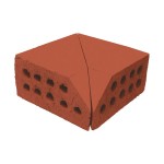 Çenesizler Toprak - Kiremit Tuğla - Küçük Pres Tuğla Düz 45º Kesik İç Köşe Dönüş - 190 x 190 x 90 mm Ebatlarında Pres Tuğla
