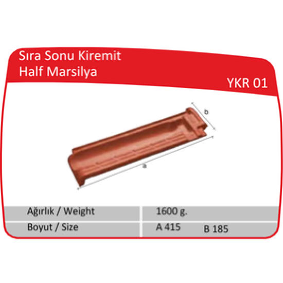 Çenesizler Toprak - Kiremit Tuğla - Marsilya Sıra Sonu Kiremit