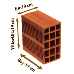 Çetin Tuğla - 10'luk Yatay Delikli Tuğla - 190 x 100 x 190 mm Ebatlarında Yatay Delikli Tuğla